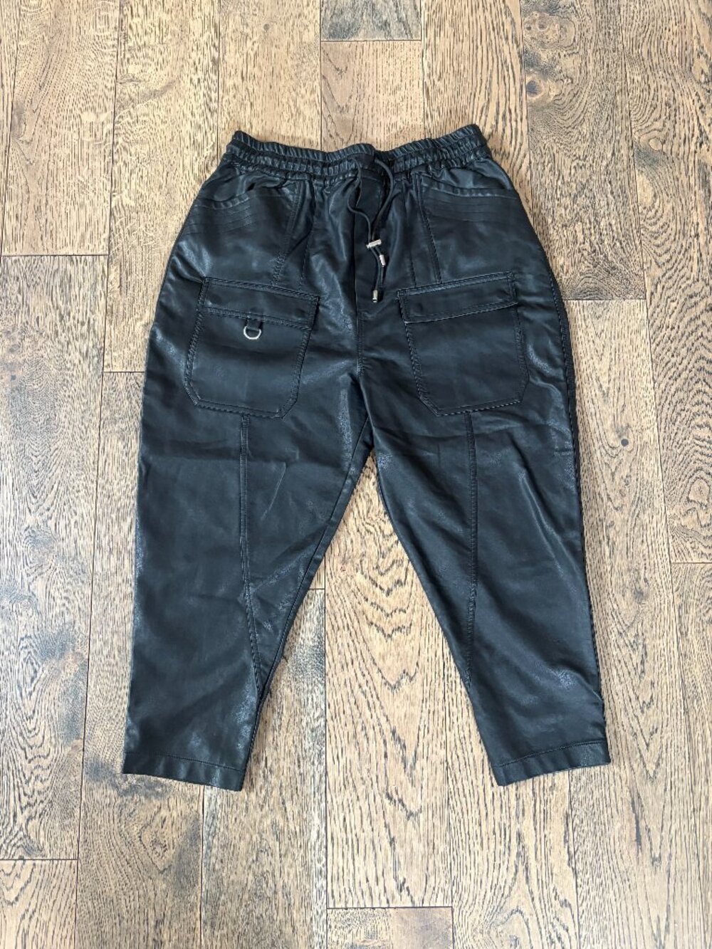 We The Free City of Angels Vegan Leather Cargo Pants Women's Medium Black Grunge